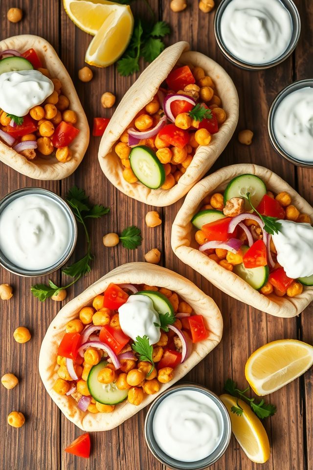 chickpea filled greek sandwich