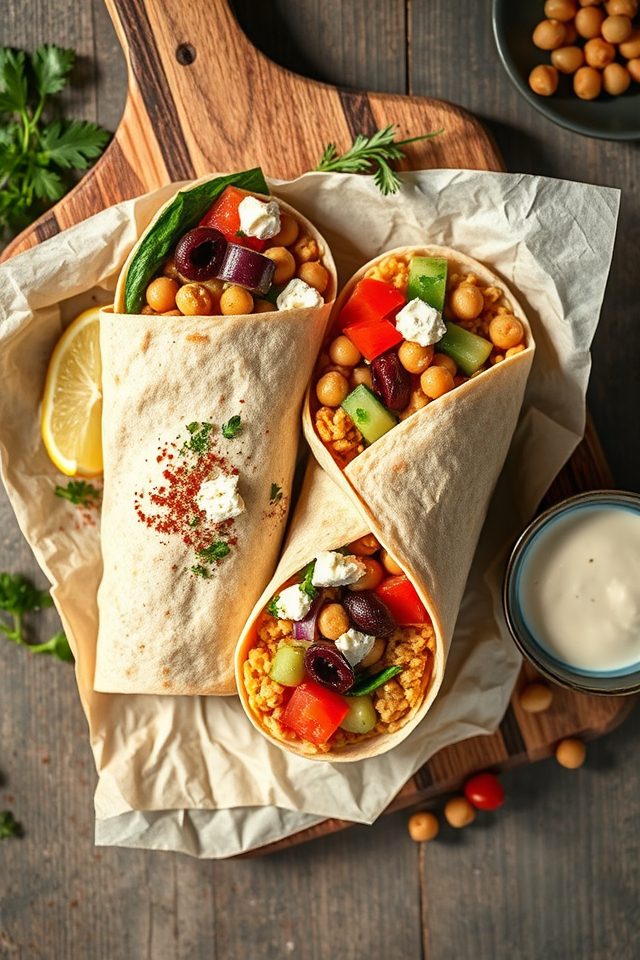 chickpea filled mediterranean wraps