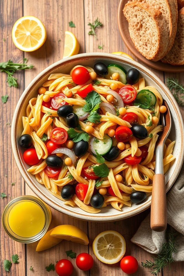 chickpea olive pasta salad