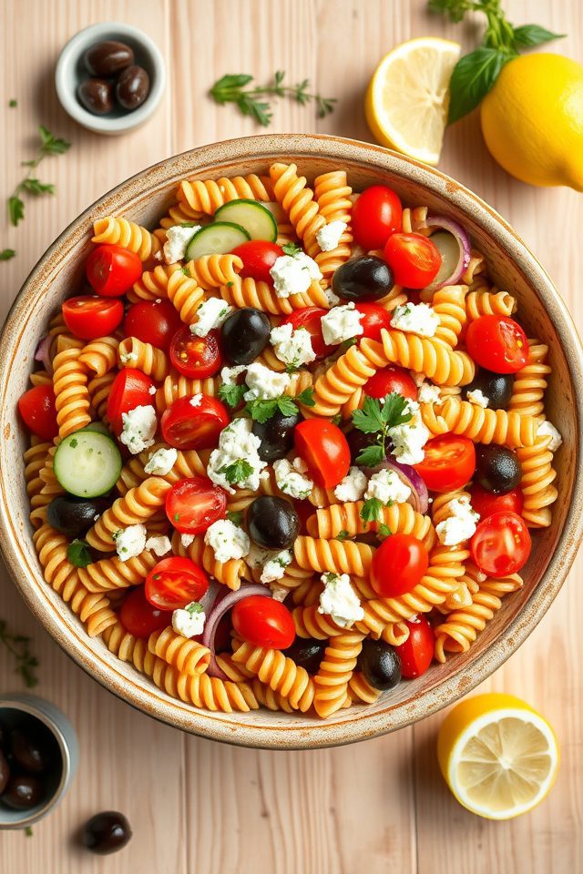 chickpea pasta mediterranean salad