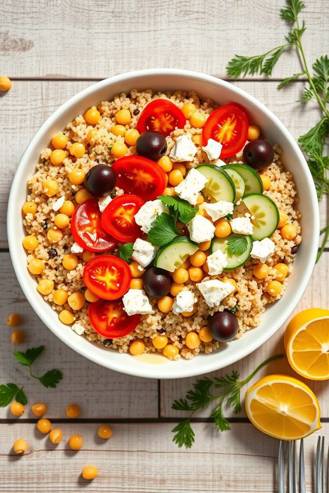 chickpea quinoa mediterranean bowls