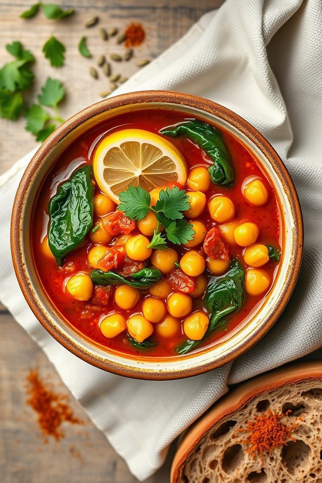 chickpea spinach mediterranean stew
