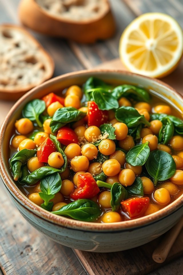 chickpea spinach mediterranean stew