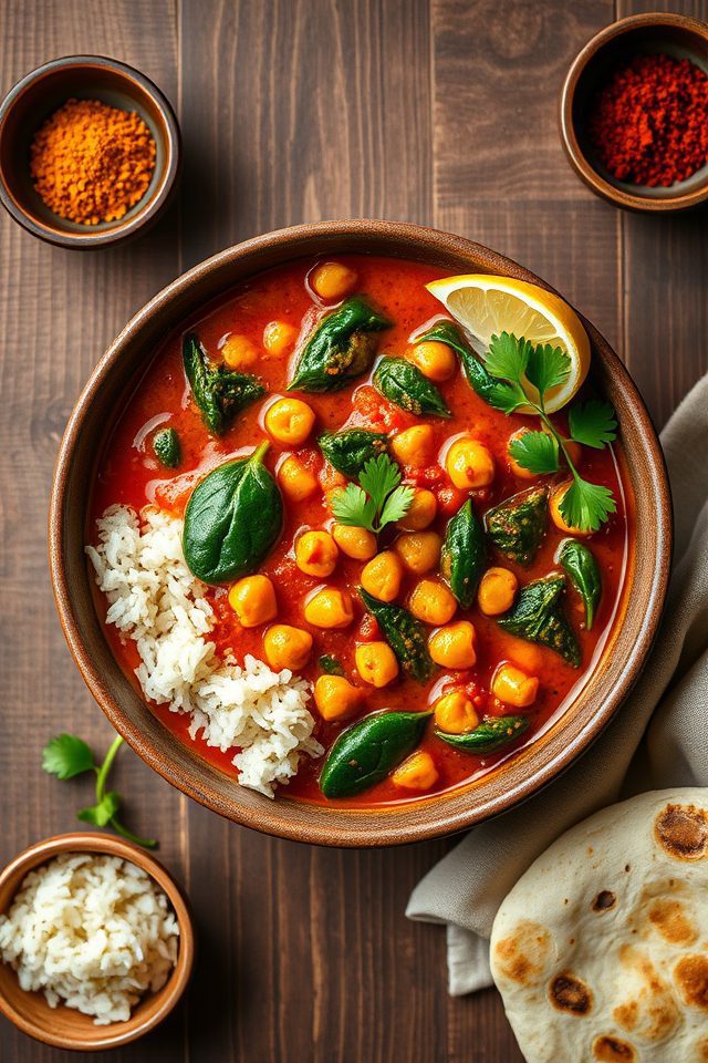 chickpea spinach spicy curry