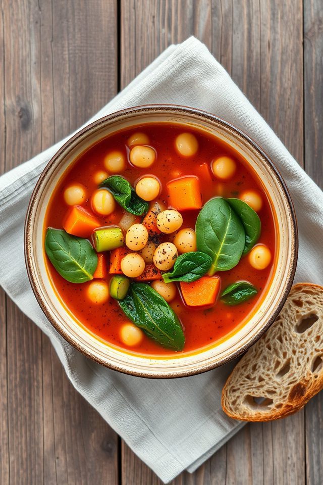chickpea spinach vegetable soup