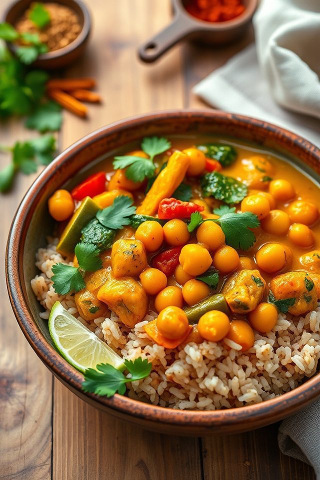 chickpea vegetable curry rice