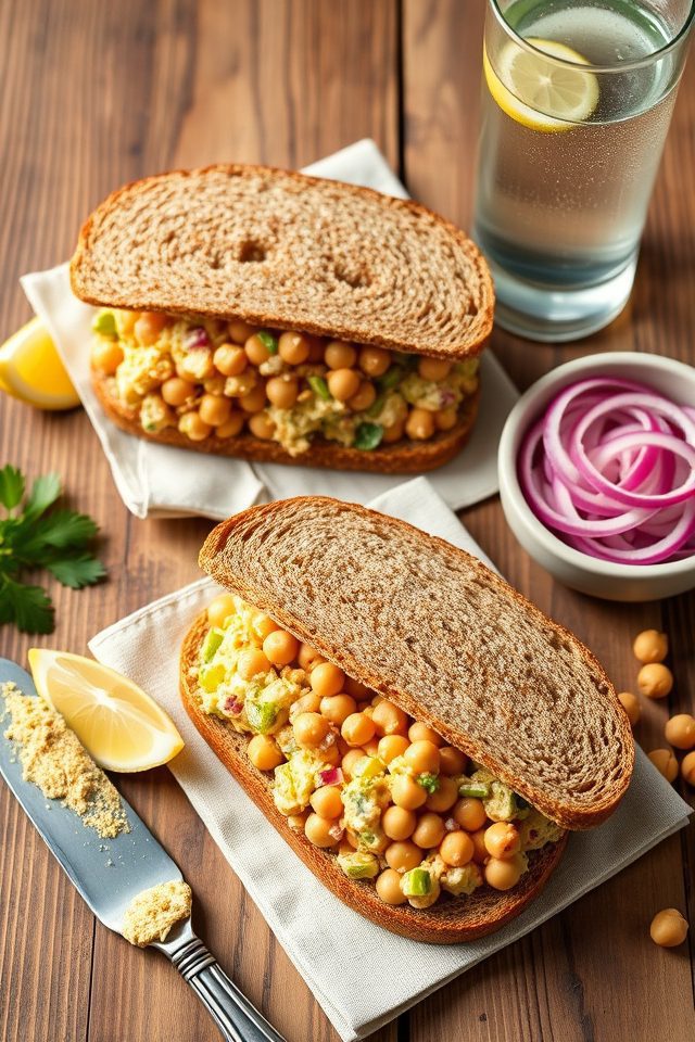 chickpeas mashed into sandwiches