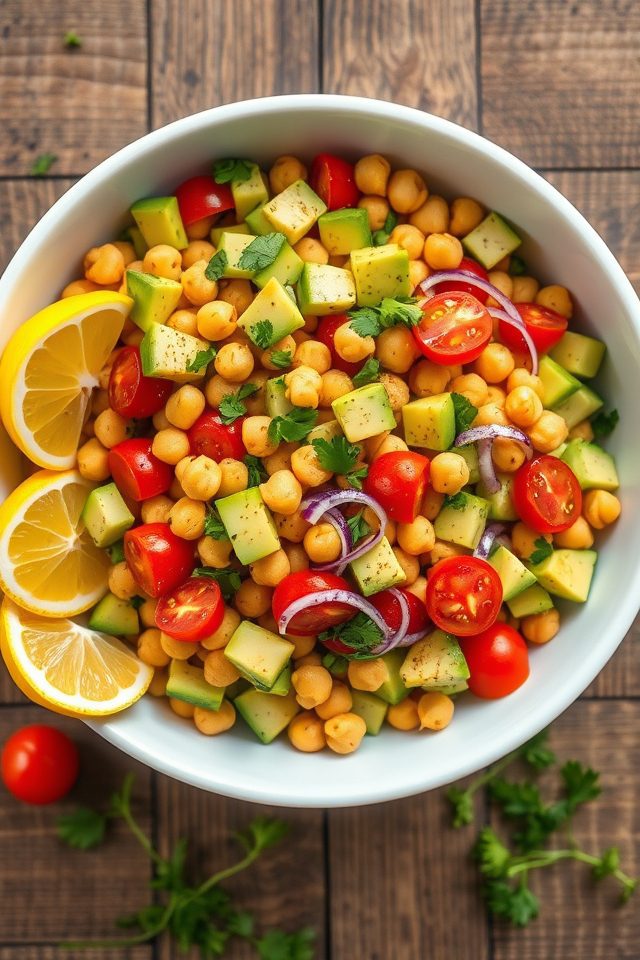 chickpeas mixed with avocado