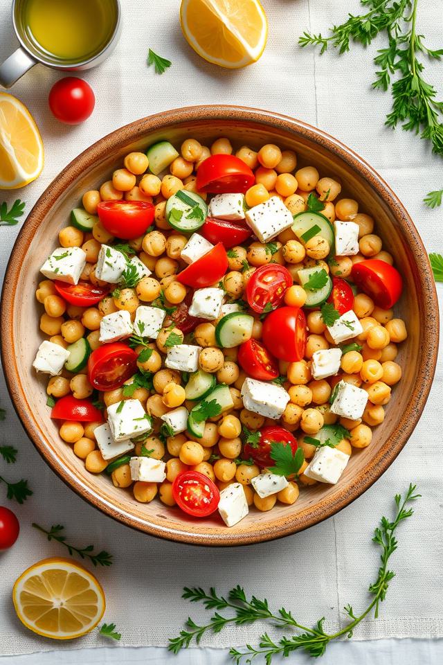 chickpeas mixed with feta