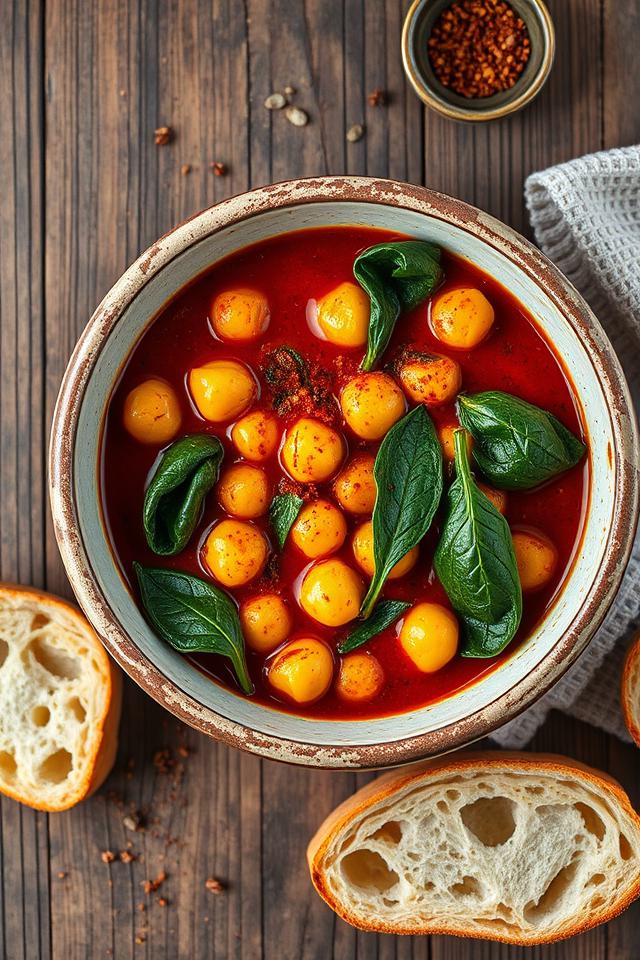 chickpeas spinach spicy stew