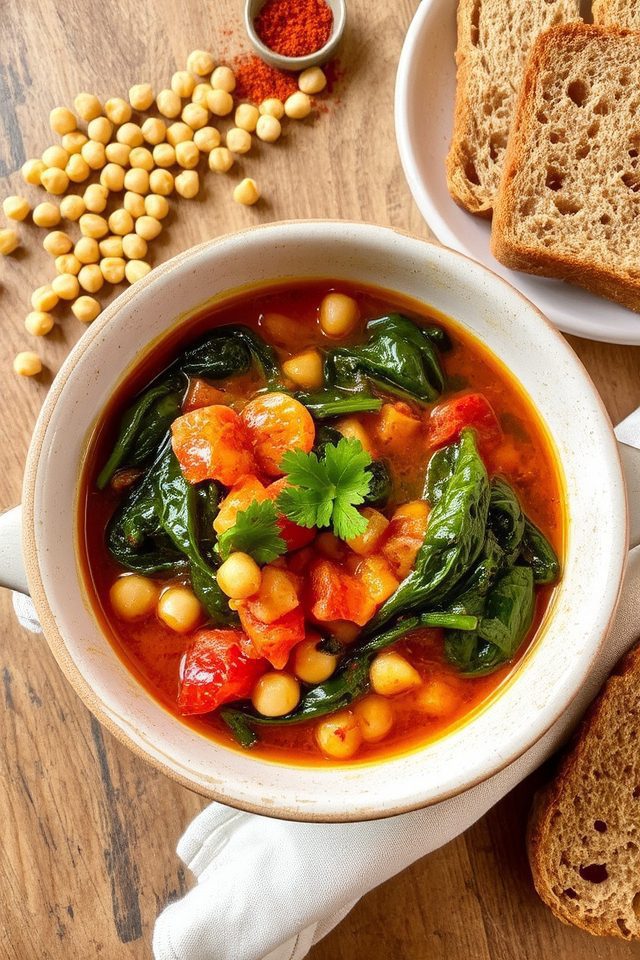 chickpeas spinach tomato broth