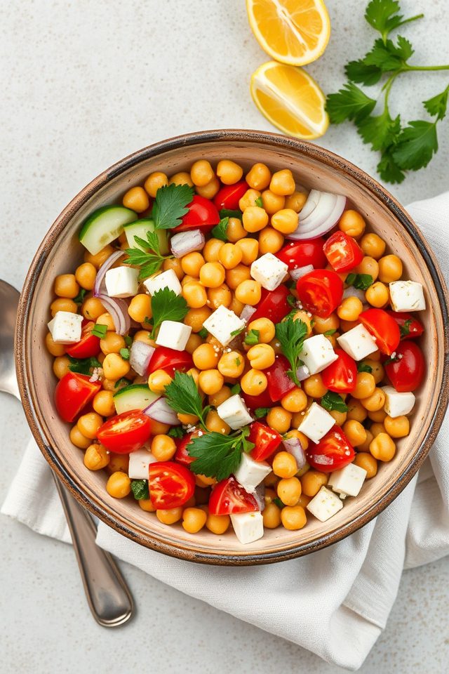 chickpeas vegetables lemon dressing