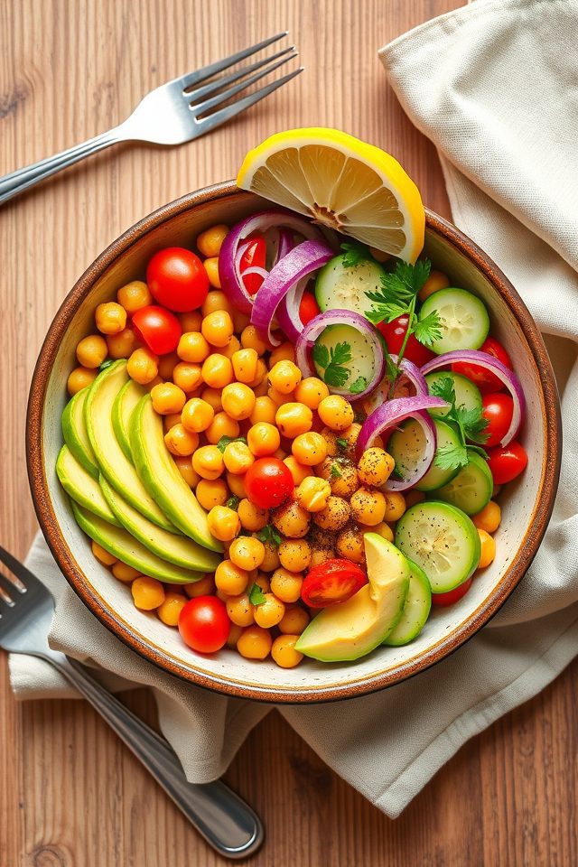 chickpeas with avocado salad