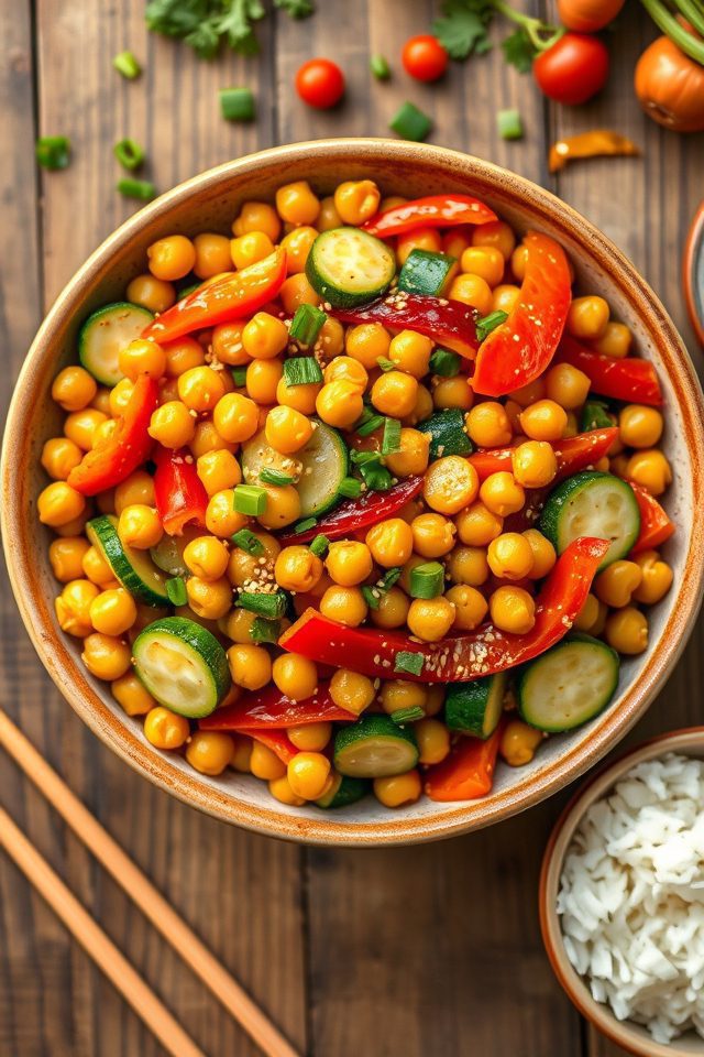 chickpeas with saut ed vegetables
