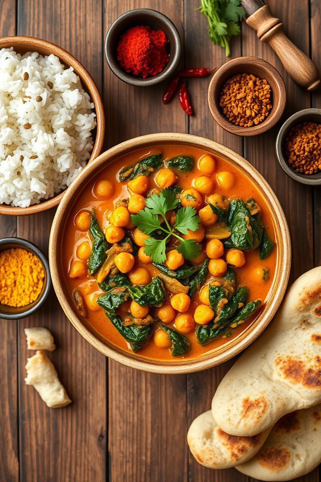 chickpeas with spinach curry