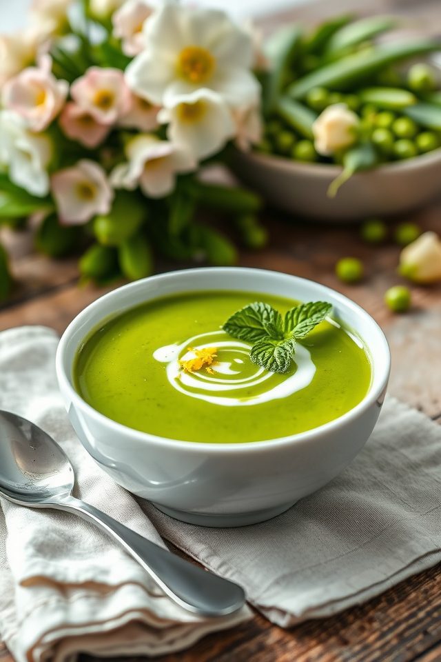 chilled spring pea soup