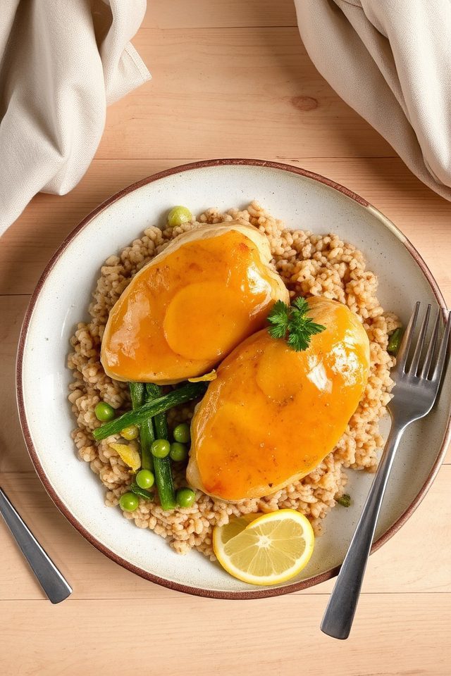 citrus chicken farro herbs