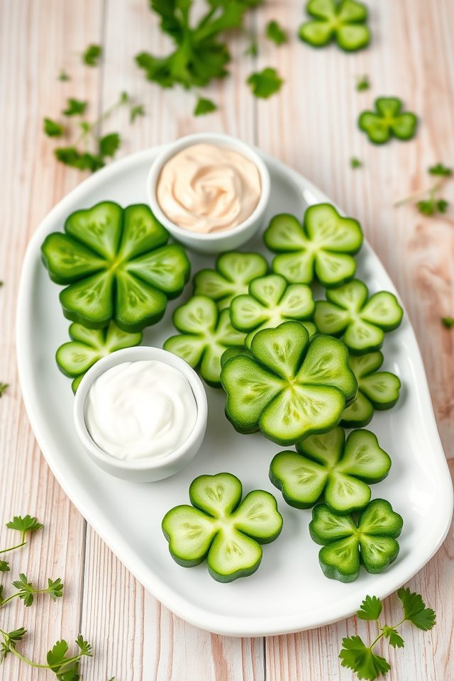 clover shaped cucumber snacks