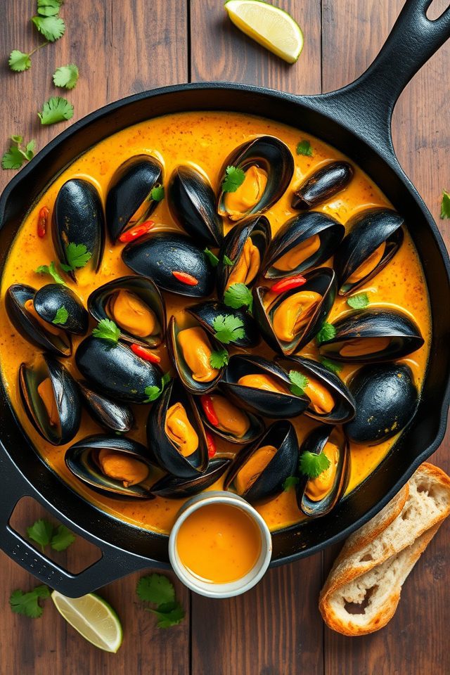 coconut curry mussel dish