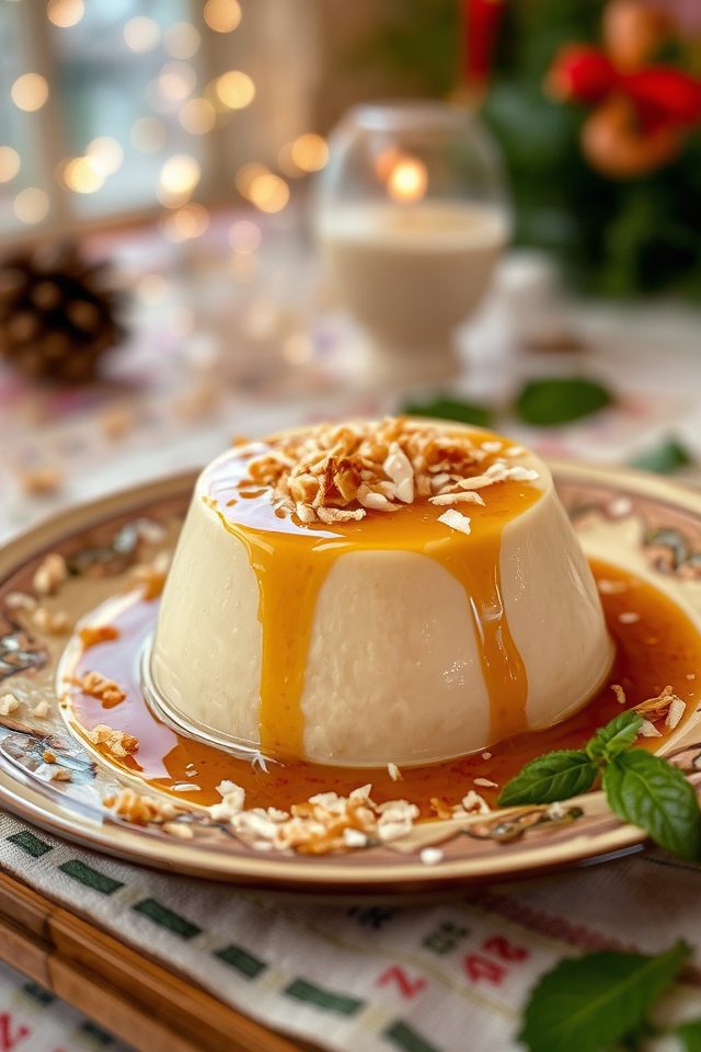 coconut flan with cajeta