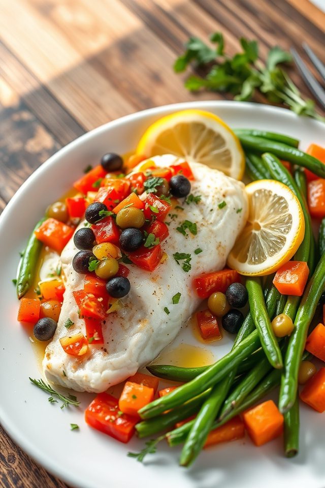 cod with tomato olives