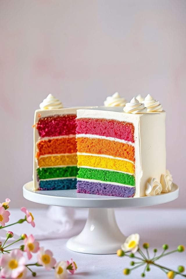 colorful cake with clouds