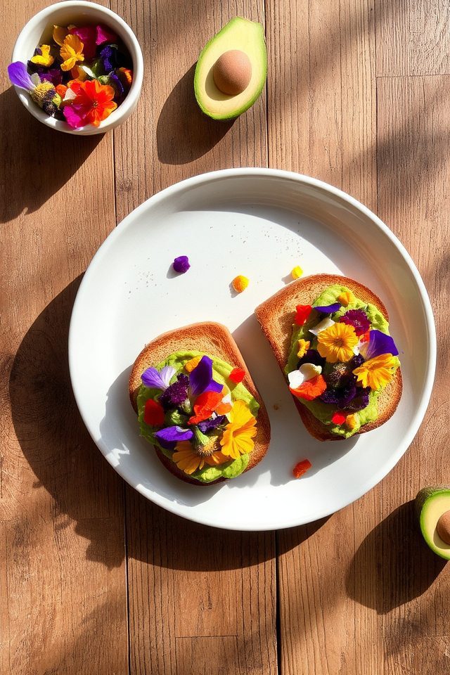 colorful floral avocado toast