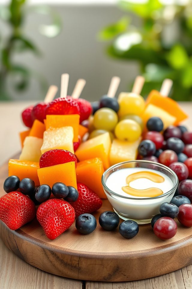 colorful fresh fruit kebabs