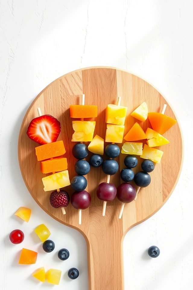 colorful fresh fruit kebabs