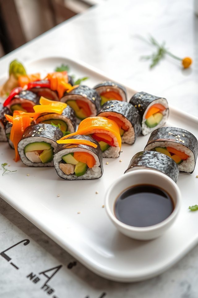 colorful fresh veggie rolls