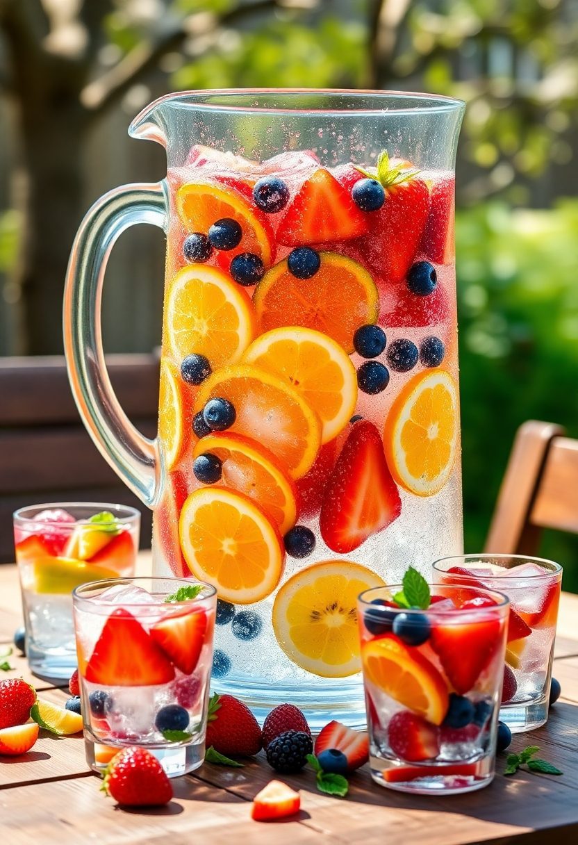 colorful fruit flavored water