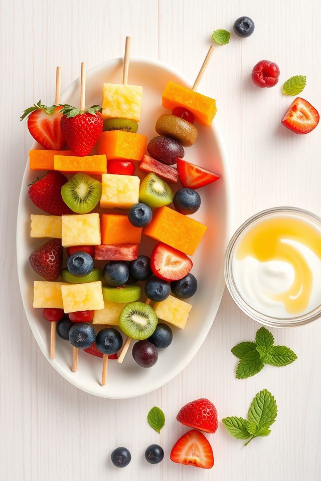 colorful fruit with yogurt