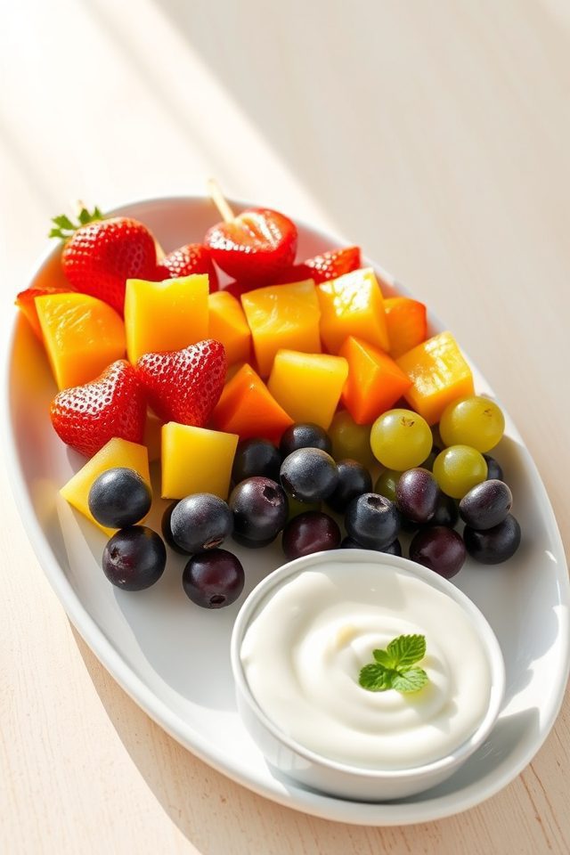 colorful fruity snack skewers