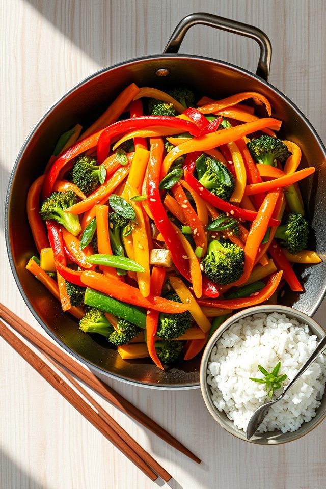 colorful ginger veggie stir fry