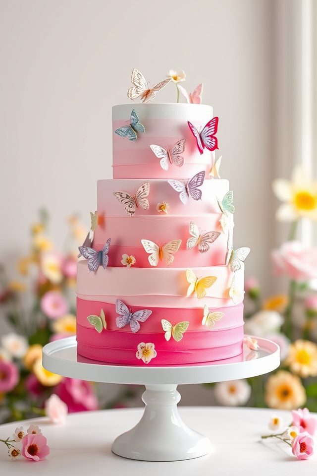 colorful layered butterfly cake