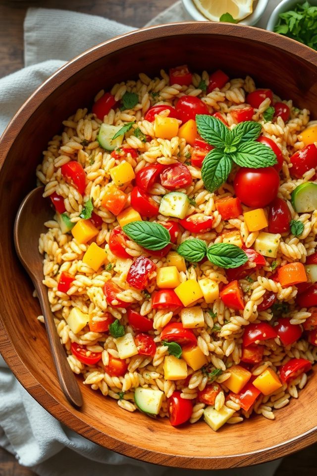 colorful lemon mint orzo