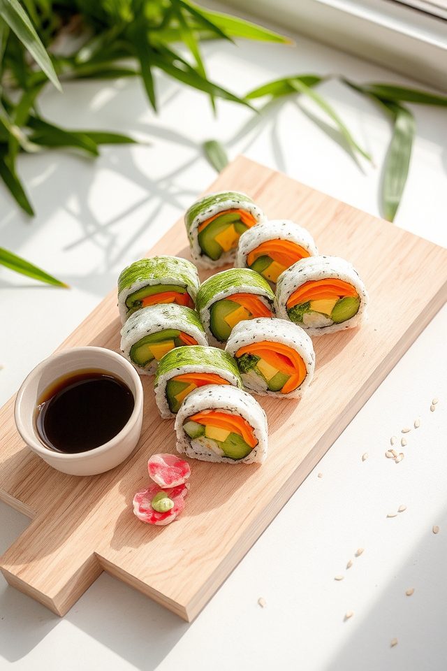 colorful plant based sushi rolls