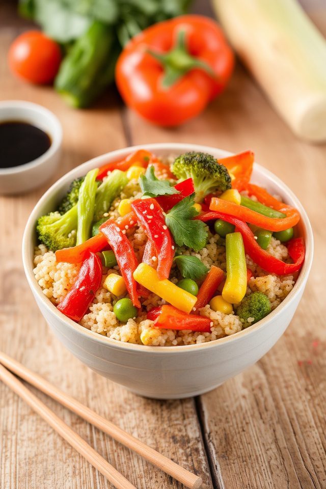 colorful protein packed vegetarian stir fry