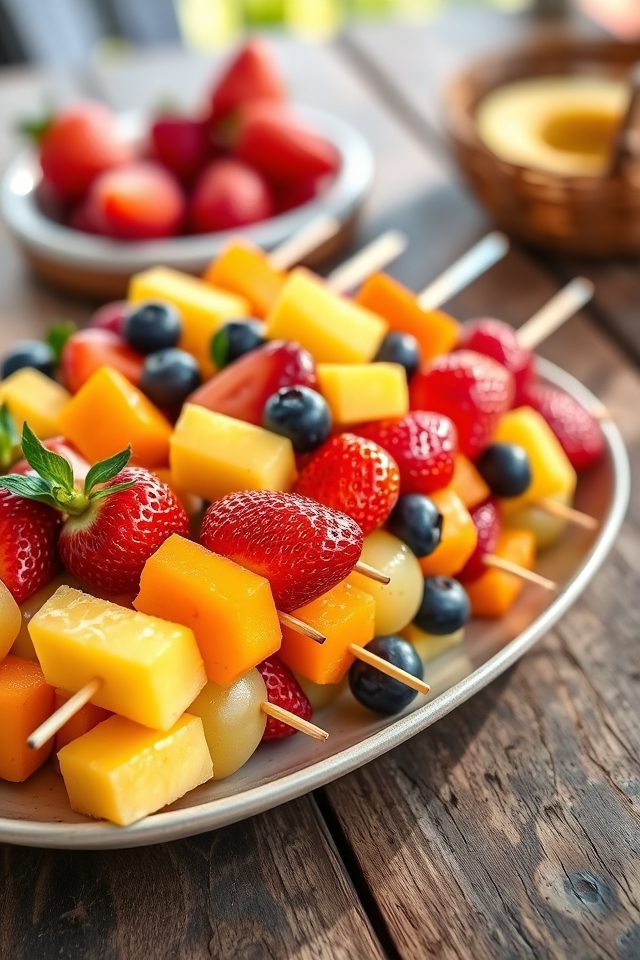 colorful skewered fruit snack