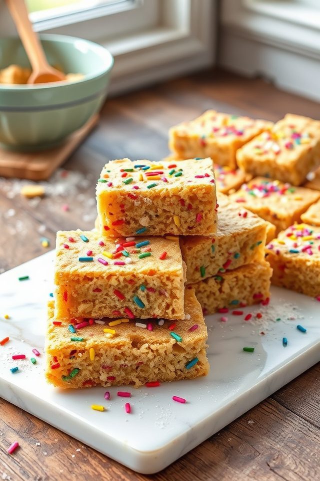 colorful sprinkle cake bars