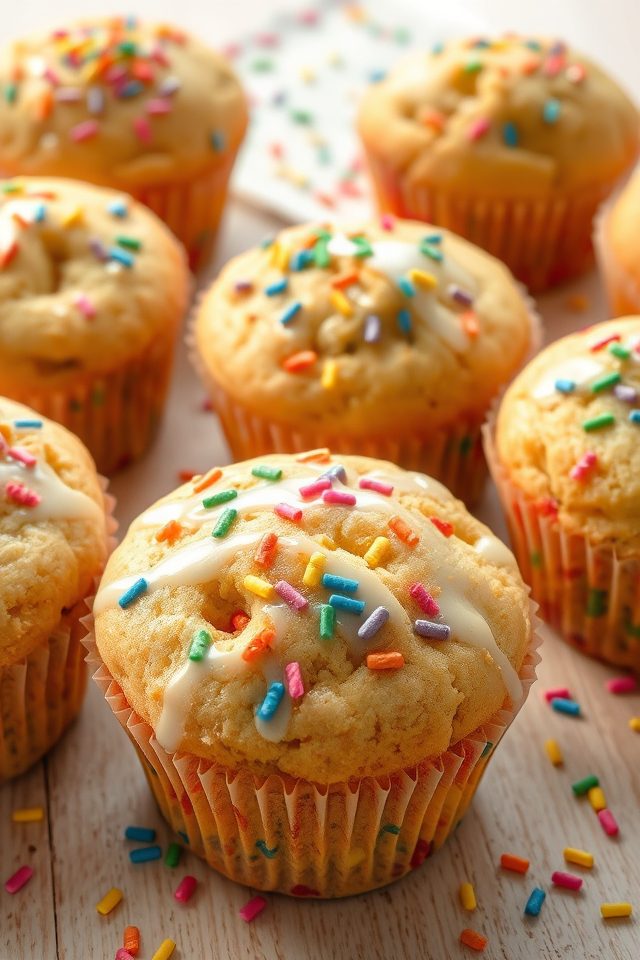 colorful sprinkle filled muffins