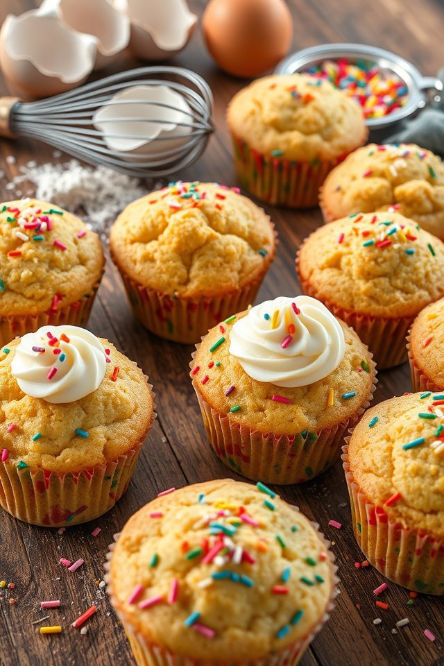 colorful sprinkle filled muffins