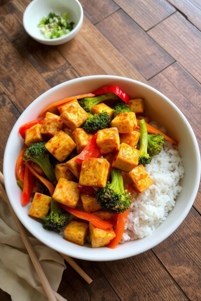 colorful tofu vegetable stir fry