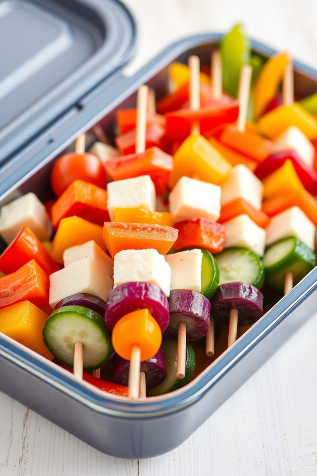 colorful vegetable cheese skewers