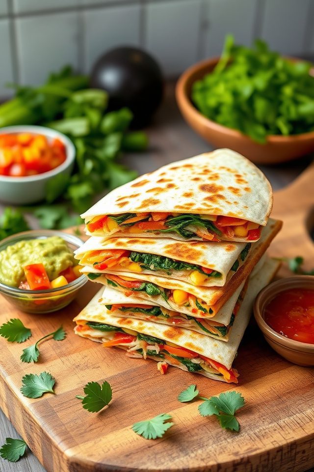 colorful vegetable cheese tortillas