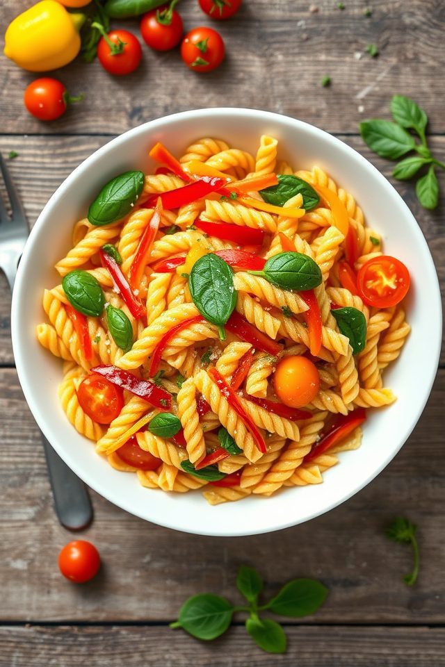 colorful vegetable pasta dish