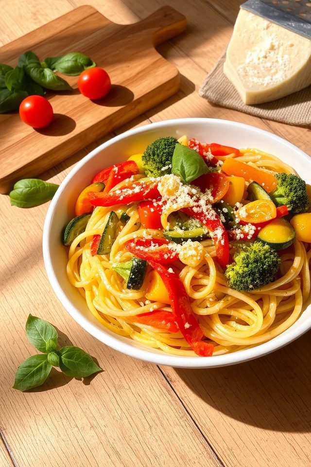 colorful vegetable pasta primavera