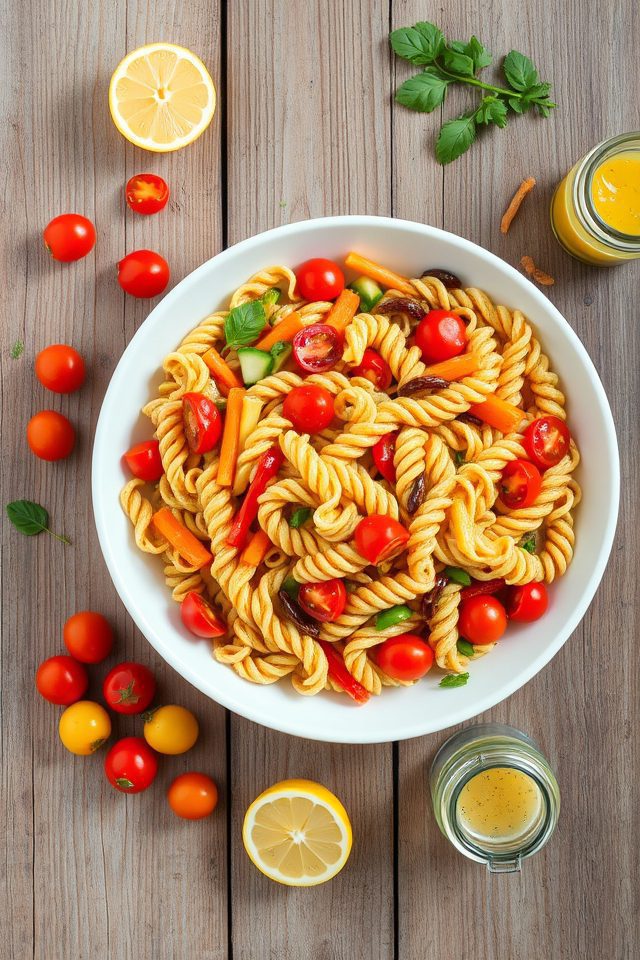 colorful vegetable pasta salad
