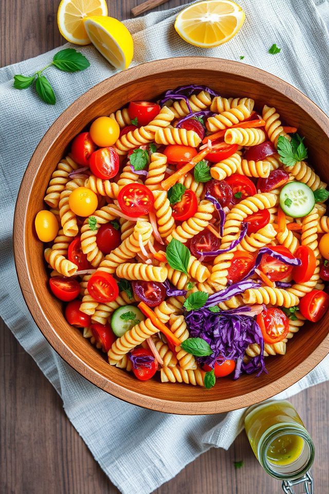 colorful vegetable pasta salad