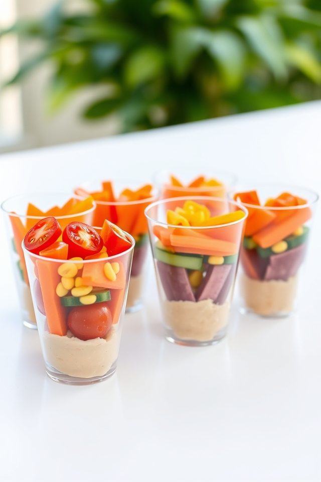 colorful vegetable snack cups
